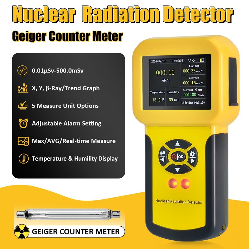 Nuclear Radiation Meter Geiger Counter, BTMETER Radioactive Detector Detect Beta
