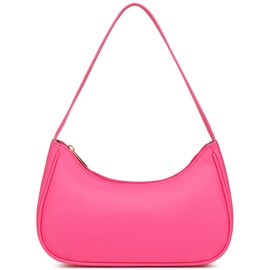 Afashor Shoulder Bags for Women Vegan Leather Hobo Sling Tote Handbag Retro Clutch Purse with Zipper Closure Pink