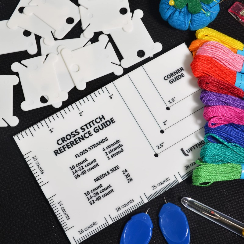 UPTTHOW 14 PCS Cross Stitch Tool Reference Ruler Needle Gauge