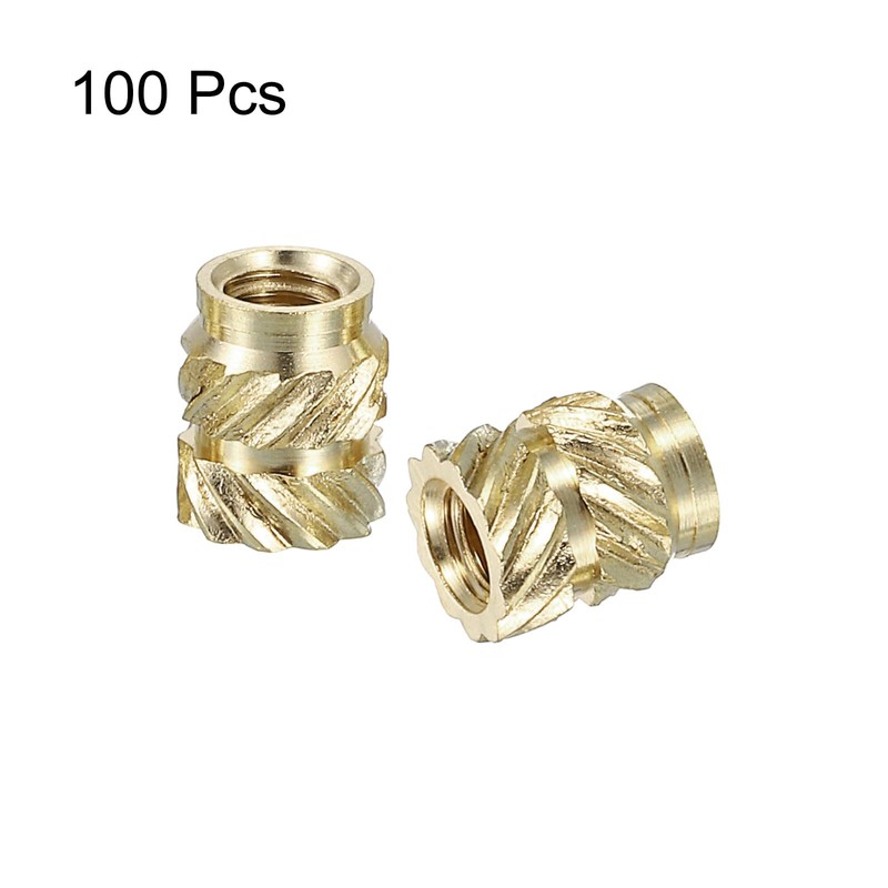 Sourcing Map Knurled Insert Nuts, 100pcs M3 x 6mm L