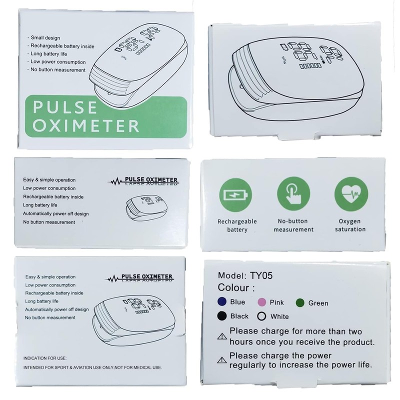 Rechargeable Pulse Oximeter with Accurate Fast Oximetry SpO2 Reading for