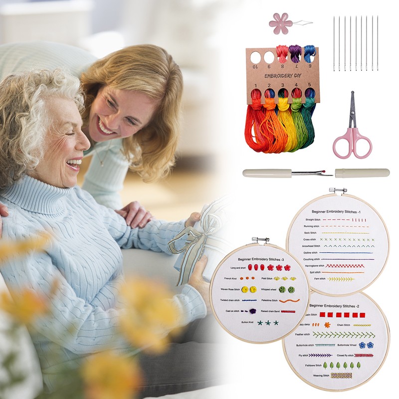 Beginners Embroidery Stitch Practice Kit Hand Stitch with Embroidery Fabric
