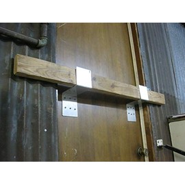 Security Door Reinforcement Drop Open Bar Holder Aluminum Barricade Lock Brackets 2 Pcs Fits 2x4 Boards 4" Wide 1 Pair 5" Distance Outswing Stopper Jammer for Home, Business, Shed, Gate, See-Safe