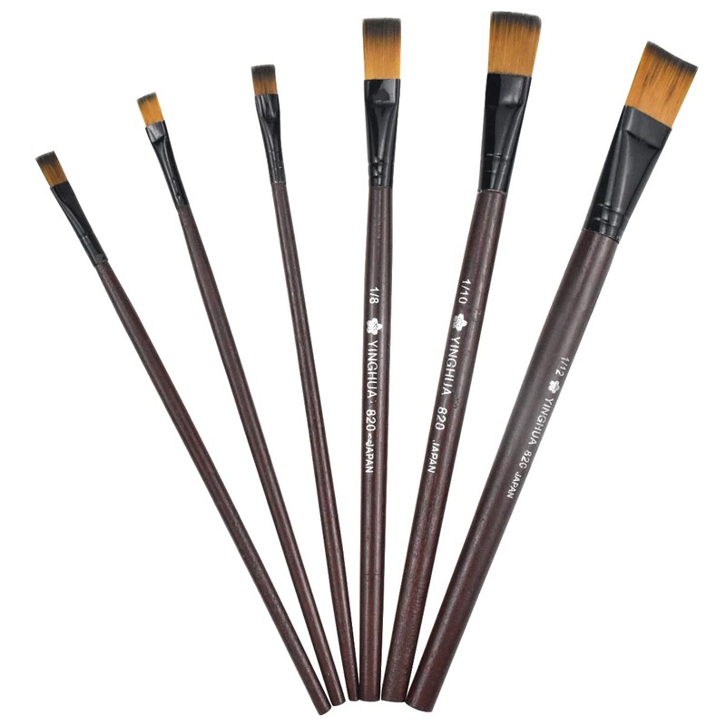 Bezavea 6 Piece Professional Nylon Paint Brush Set for Oil,