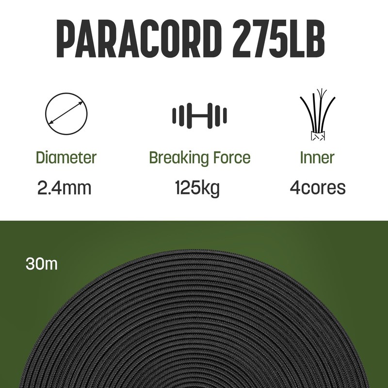 Manco Element 2.4mm Paracord 275lb 30m Rope Cord - 4