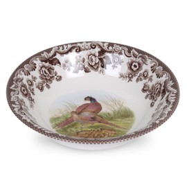 Spode Woodland Pheasant Cereal Bowl - 8" Fine Earthenware, Ideal for Small Portions, Thanksgiving & Fall Entertaining, Microwave and Dishwasher Safe, Classic British Game Animal Design