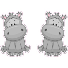 StickerTalk Hippopotamus Vinyl Stickers, 1 Sheet of 2 Stickers, 2 inches by 3 inches Each