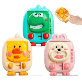 LUHOCIY Pack of 3 Sliding Puzzles Children from 3 4 5 6 Years, Puzzle 3D Children, Sliding Game Suitable for Children in Early Childhood Play Safe Material Durable, the Look of Beautiful Fashionable