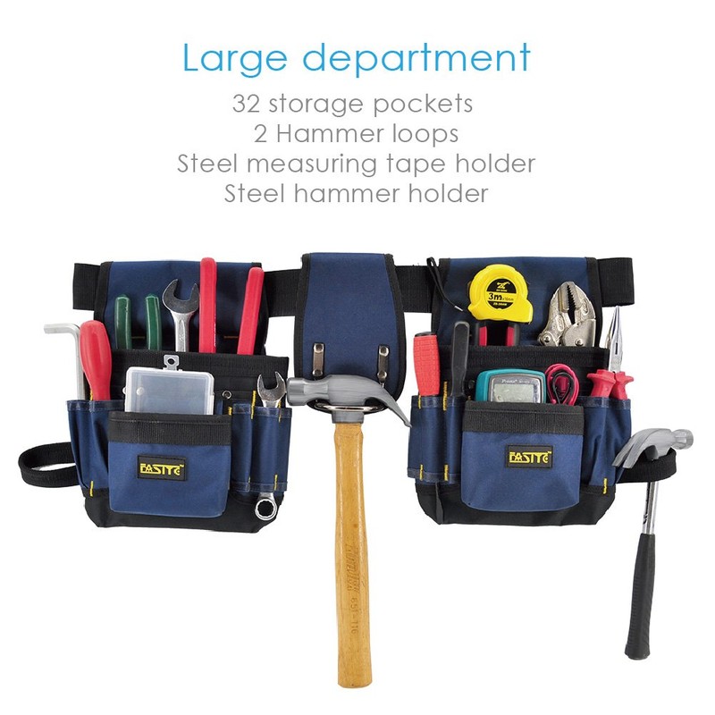 FASITE Tool Belt Pouch, Work Apron with Adjustable Waist Strap,