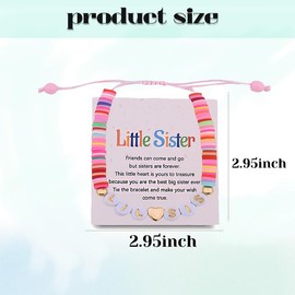 Colorful Little Sister Bracelet for Sister Clay Beads Bracelet Gifts for Women Birthday Gifts for Stepsister Fostersister Lil Sis Bracelet from Big Sister Friends Adjustable Bracelets