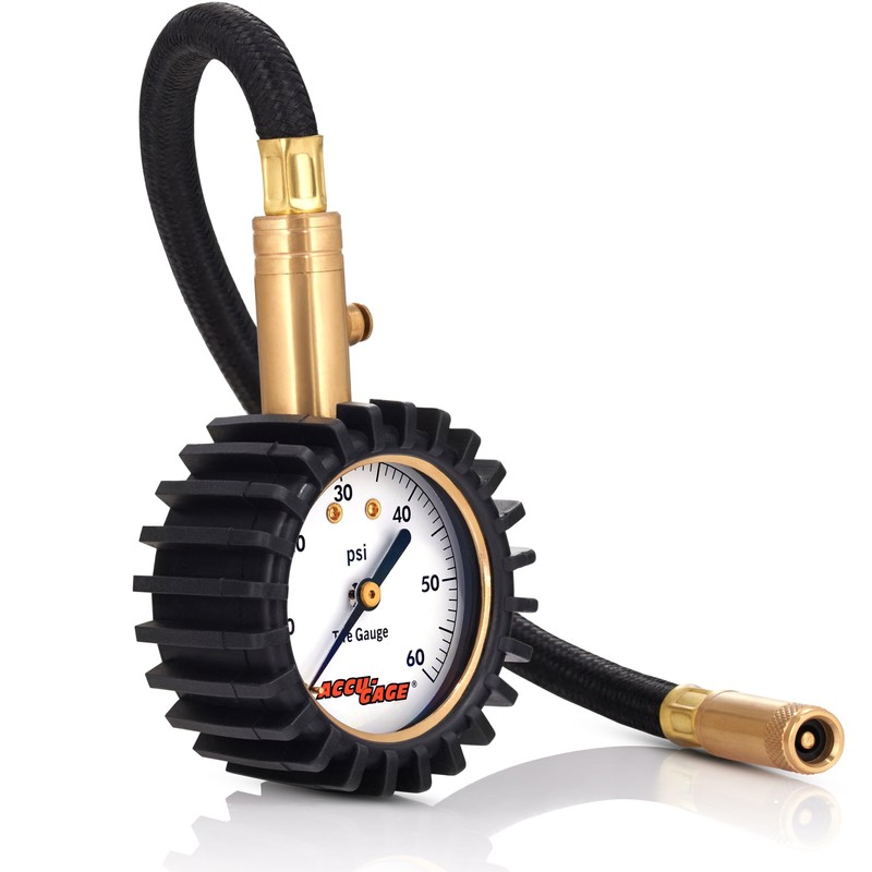 Accu-Gage RH60X Professional Tire Pressure Gauge with Protective Rubber Guard