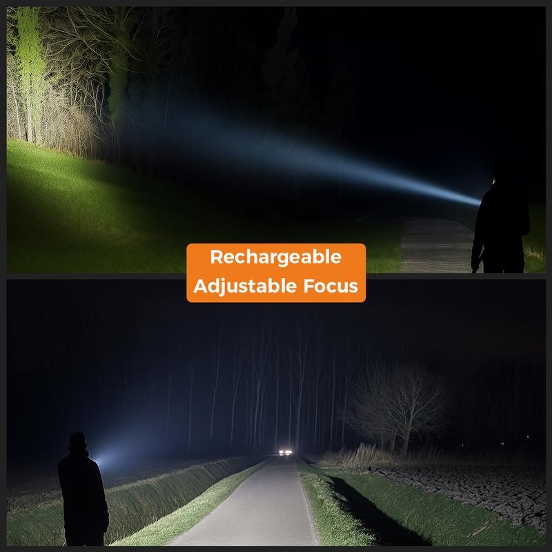 Rechargeable LED Flashlight with 360° Camping Lantern – Super Bright,