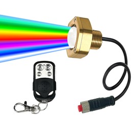 Kingshowstar Marine Grade Standard 1/2" NPT Boat Drain Plug Light with APP RF Remote Control,Underwater LED Boat Light,40W 4100LM IP68 Waterproof Smart Cooling System for Yachts, Kayaks, Docks (RGBW)