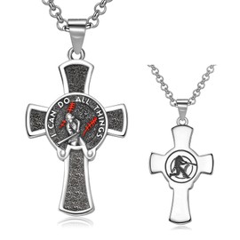 LES OSEWA Baseball Cross Necklace - 925 Sterling Silver Baseball Pendant Sport Jewelry for Men, Women, Boys, Girls, Athletes