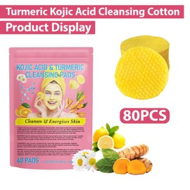 Kurkuma Kojic Säure Reinigungspads - Kojic Acid & Turmeric Cleansing Pads - 80 Stück Kurkuma-Kojisäure-Pads - Reinigungspads Gesicht Peeling Pads - Face Wash Cleansing Exfoliating Scrub Pads