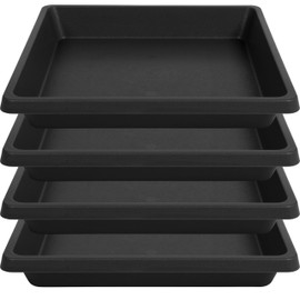 Square Plant Saucer 14 Inch 4 Pack, 6 8 10 12 13 16 18 20 Durable Plastic Plant Trays for Pots-Indoor Outdoor, Durable and Thicker Large Plant Drip Trays, Flower Planter Saucers for Potted Plants