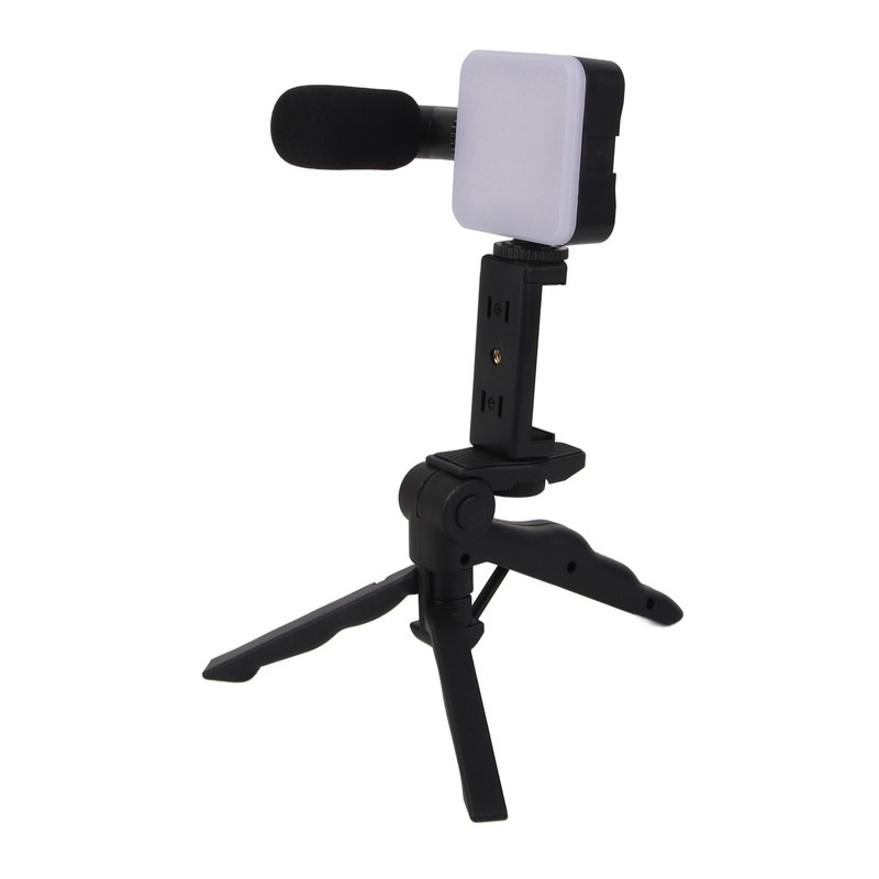 LED Video Fill Light Microphone Tripod Kit for Phone Camera