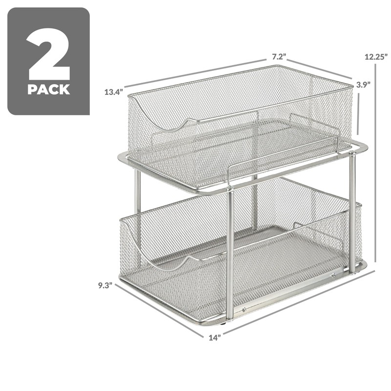 Sorbus 2 Sets of 2 Tier Metal Under Sink Organizer