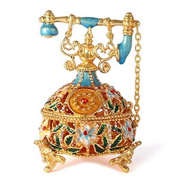 QIFU Hand Painted Telephone Style Enamel Trinket Box, Unique Gift for Family