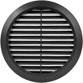 Vent Systems 6'' Inch - Black - Soffit Vent Cover - Round Air Vent Louver - Grill Cover - Built-in Insect Screen - HVAC Vents for Bathroom, Home Office, Kitchen
