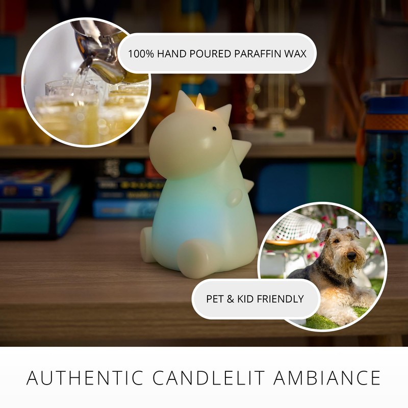 Luminara Flameless Dinosaur Figural Color Changing LED Candle, 5.7" x