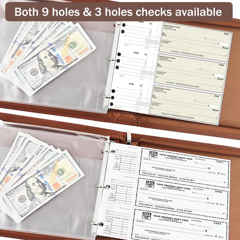 LLi Cufite 3 Rings Check Binder for End-Stub Deskbook Checks,