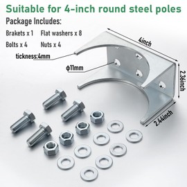 Zonon 4 Inch Round Post Adapter Brackets Galvanized Steel Post Mounting Bracket for Round Steel Post Compatible with Ghost Controls Rear Post Bracket for Automatic Gate Opener Systems