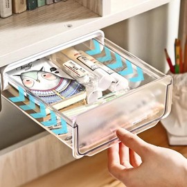 Under Desk Drawer, Attachable Under Desk Storage, Self-Adhesive Under Desk Drawer Slide-out, Stick on Drawer Under Desk Organizer for Home Office Organization Hidden Storage (Large)