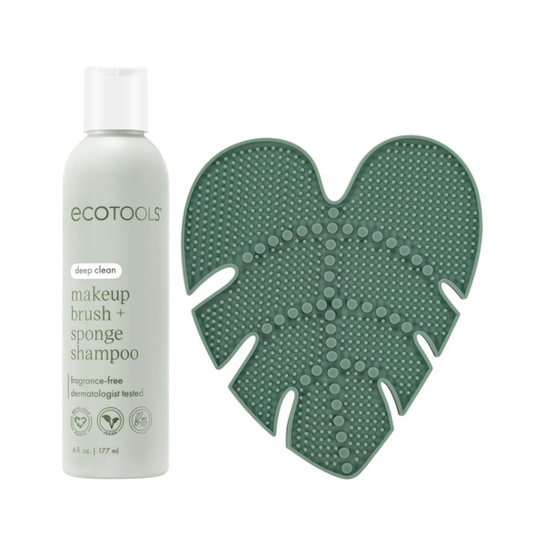 EcoTools Makeup Brush Cleansing Pad + Deep Clean Shampoo Bundle,