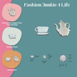 Sterling Silver Teacup and Teapot Post Stud Earrings, Alice in Wonderland