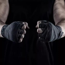 2 Piezas Vendas De Box Semielasticas De 5m Boxeo Vmim Color Negro