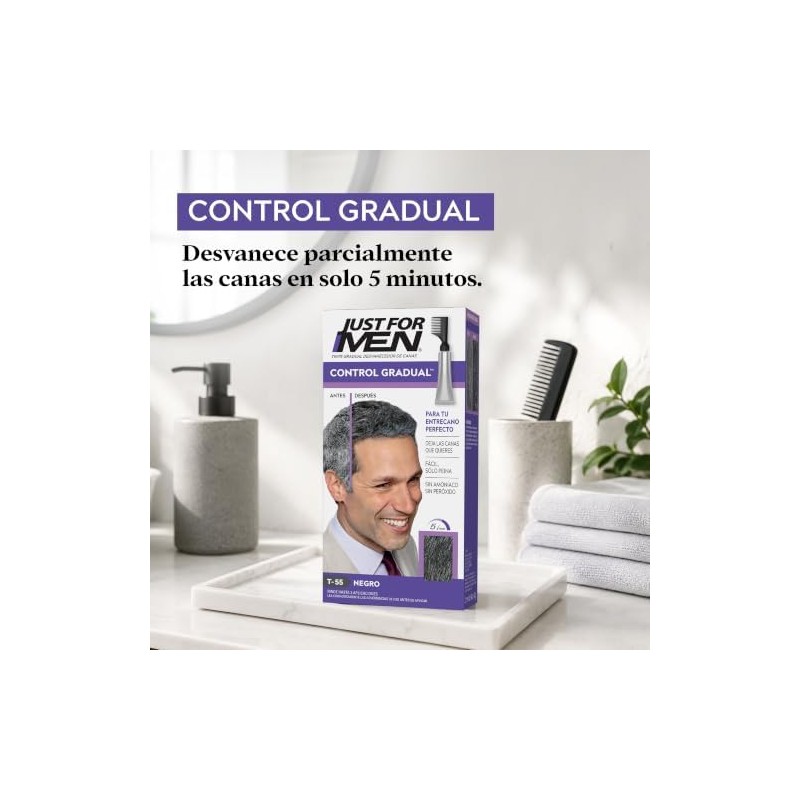 Just For Men Tinte Control Gradual, Gel para Hombre, Negro