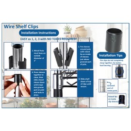 JSP Manufacturing 1" Diameter Post Wire Shelf Clips Shelving Split Sleeves Lock Metal Rack Locking Plastic Pick A Pack Wholesale Bulk 8 Pairs (16 Pack)