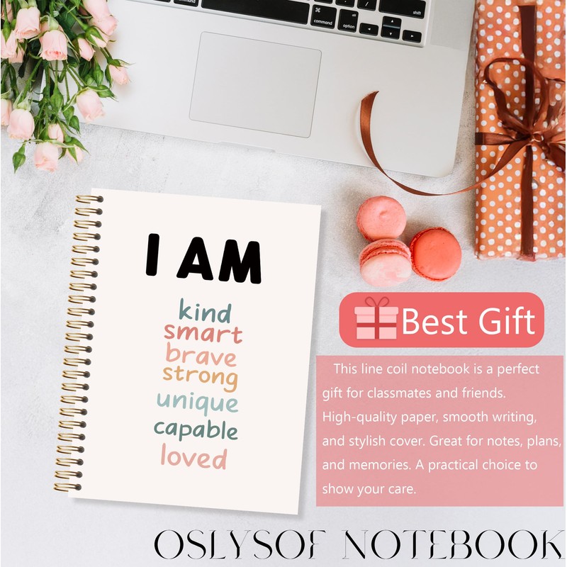 OSLYSOF Positive Affirmation Gifts Spiral Notebook, Boho Rainbow Affirmation Journal,