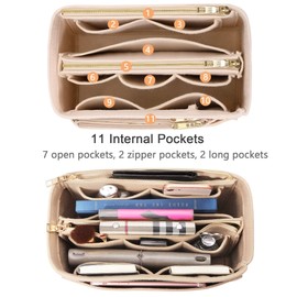 Felt Bag Organizer with Credit Card Holder, Ladies Bag in Bag Handbag Organizer Large Beige, Bag Organizer with Zipper Beige S