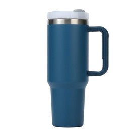 40 oz Tumbler with Handle and Straw, (nevy blue)