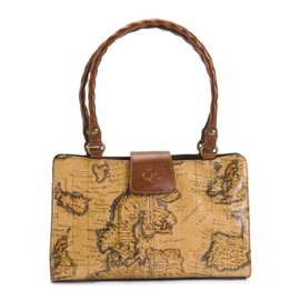 Patricia Nash Rienzo Multi Pocket European Map Leather Satchel