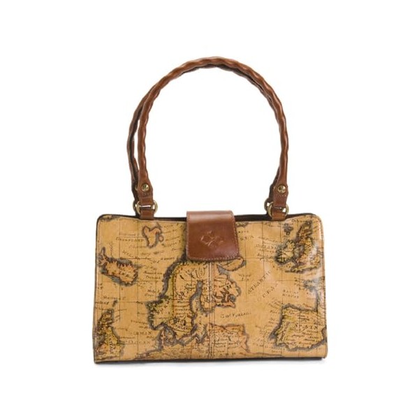 Patricia Nash Rienzo Multi Pocket European Map Leather Satchel