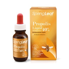 Spring Leaf Propolis Liquid 40% 25ml Alcohol Free - Relieve Cold & Flu Symptoms - Relieve Symptoms of Minor Skin Wounds & Disorder - Natural Antibiotic Flavonoid & Vitamins Rich