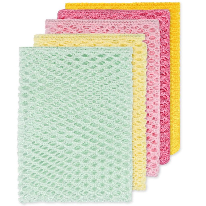5PCS Innovative Dish Washing Net Cloths,Scourer,Quick Dry, Mesh net for