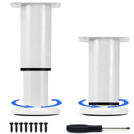 Pack of 2 Furniture Feet, Height Adjustable, Furniture Legs, Metal, Black, Furniture Feet, Adjustable, Furniture Legs for Cabinet, TV Cabinet, Bed, Sofa, Bedside, Chair (White, 2 Pieces, 12-18 cm)