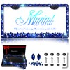 Murimt Blue Bling License Plate Frames 2 Pack Sparkly Glitter
