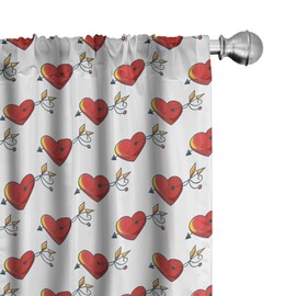 Ambesonne - Juego de cortinas románticas de 2 paneles, diseño de corazones rotos en el corazón sobre fondo liso, para sala de estar o dormitorio, 142 x 213 cm, color naranja