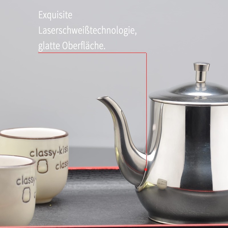 SANQIAHOME Small Stainless Steel Teapot (Silver, 360ml)