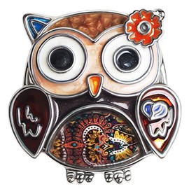 BAMAY Zinc Alloy Cute Owl Bird Brooch Pins Jewelry Enamel Anime Owl Gifts for Women Girls Scarf Lapel Pin Charms (Brown)