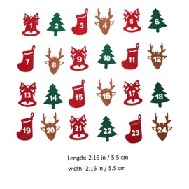 LOGOFUN 24pcs Christmas Advent Calendar Number Stickers Felt Xmas Countdown Calendar Stickers Festival Advent Calendar Decals