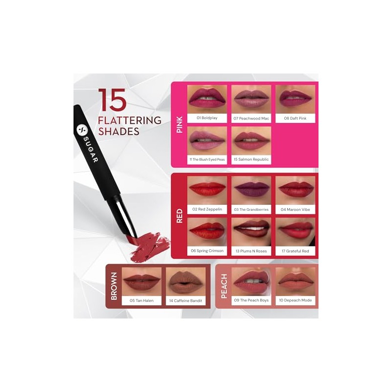 SUGAR Cosmetics Lápiz Labial Matte Attack Transferproof 07 Peachwood Mac