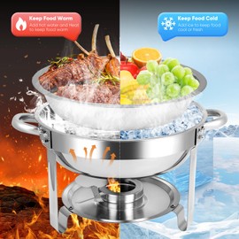 Chafing Dishes for Buffet, 2 Pack Stainless Steel Chafing Dish Set with Lid Holder, Round Chafers and Buffet Warmers Sets for Weddings, Events, Banquet