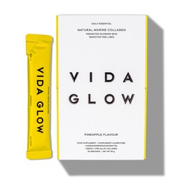 Vida Glow - Natural Hydrolysed Marine Collagen Sachets | Promotes Glowing Skin + Smooths Fine Lines (Pineapple, 30 Sachets)