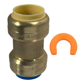 2 Pcs XFITTING Push Fit 3/4 Inch x 3/4 Inch Push Fit Pb Coupling with 1 Disconnecting Clip, 28-4-7=2W.1C
